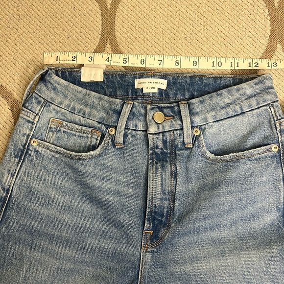 Good American Good Boy distressed knees indigo blue jeans - Picture 4 of 17